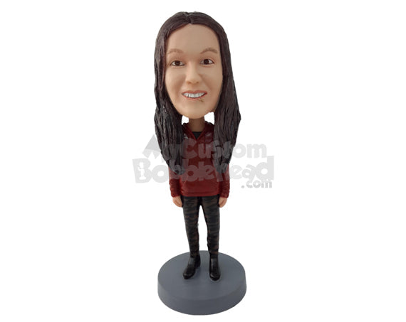 Custom Bobblehead Gorgeous Woman Wearing Sweater And Pants With Shoes - Leisure & Casual Casual Females Personalized Bobblehead & Cake Topper Custom Bobblehead Gorgeous Woman Wearing Sweater And Pants With Shoes - Leisure & Casual Casual Females Personalized Bobblehead & Cake Topper